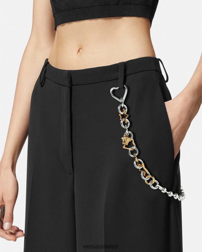 Silber Gold Ausgefallener Gürtel mit Kettenschlaufe Versace Frauen Kleidung 8N4XJD218