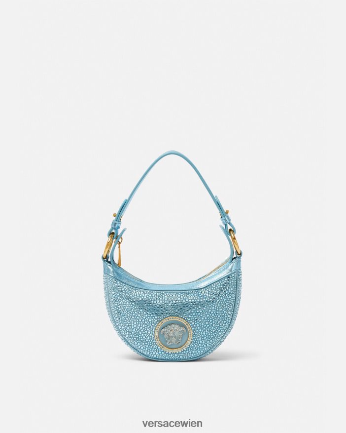 Türkis Mini-Hobo-Tasche mit Kristallmuster Versace Frauen Taschen 8N4XJD276
