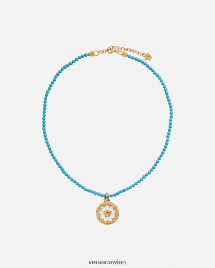 Türkis Perlenkette mit Medusa-Platte Versace Frauen Zubehör 8N4XJD817