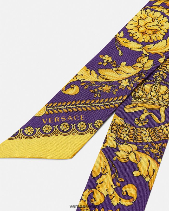 Violett und Gold Schalkrawatte aus Seide im Barocco-Stil Versace Frauen Zubehör 8N4XJD916