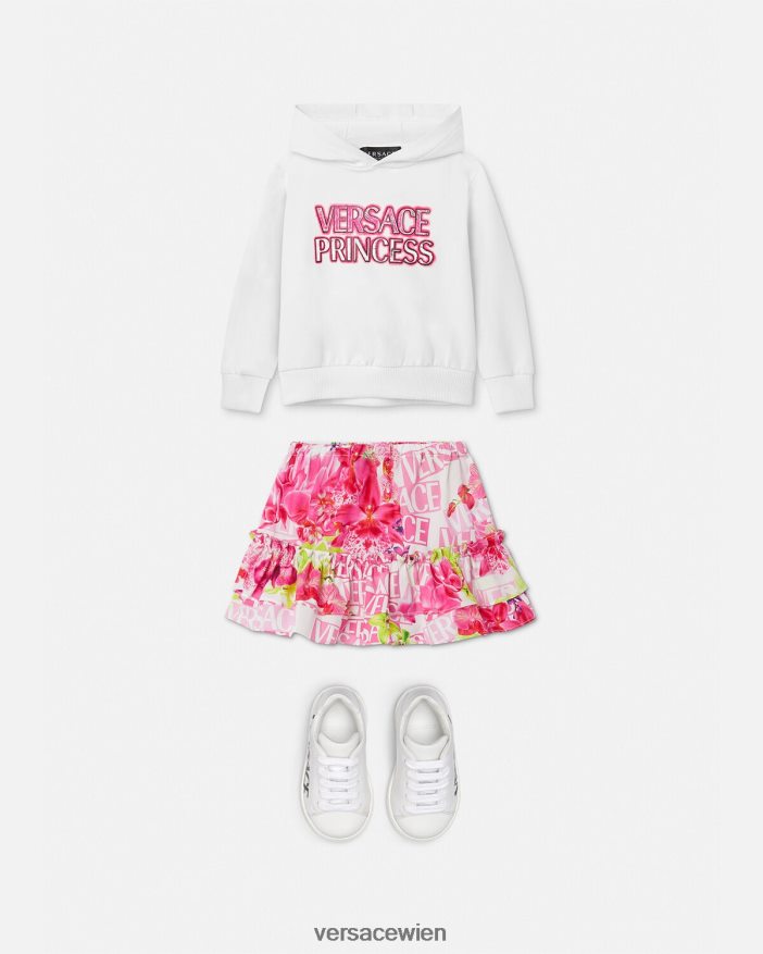 Weiß Baby-Kapuzenpullover mit „Prinzessin“-Logo Versace Kinder Kleidung 8N4XJD1868