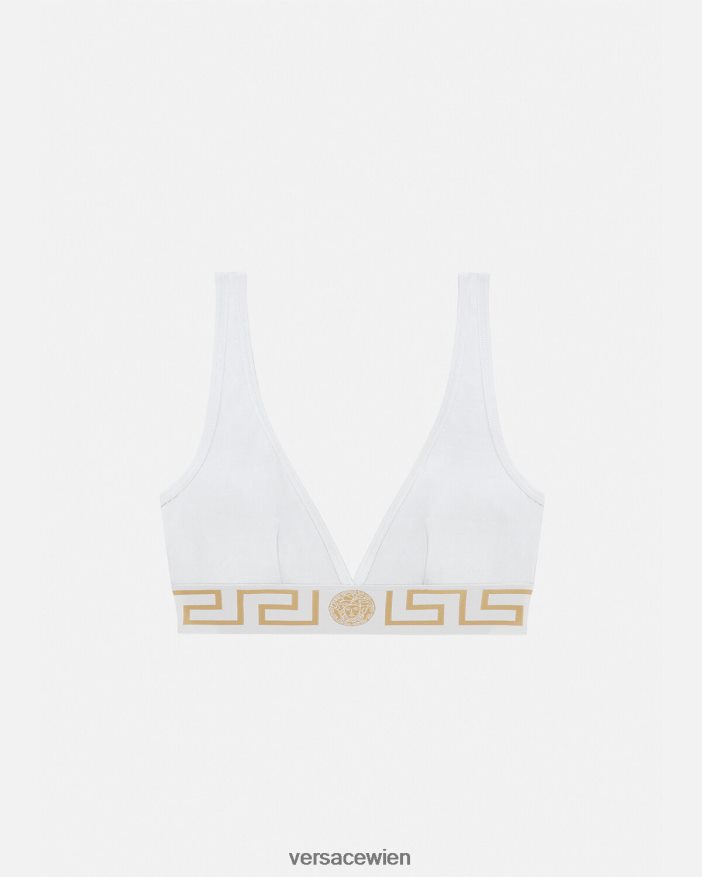 Weiß Bralette mit Greca-Bordüre Versace Frauen Unterwäsche und Strandbekleidung 8N4XJD1042