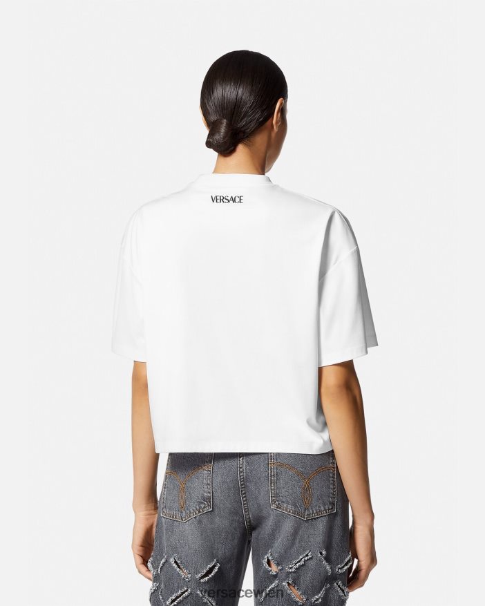 Weiß Crop-Top mit Medusa und Nieten Versace Frauen Kleidung 8N4XJD154