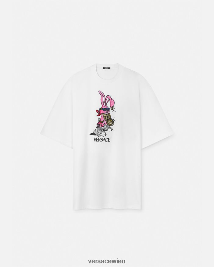 Weiß Frühlingsfest-Kaninchen-T-Shirt Versace Frauen Kleidung 8N4XJD148