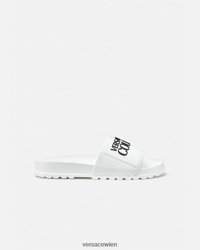 Weiß Gummi-Slipper mit Logo Versace Frauen Schuh 8N4XJD2312