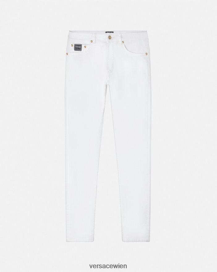 Weiß Logo-Jeans Versace Männer Kleidung 8N4XJD2440