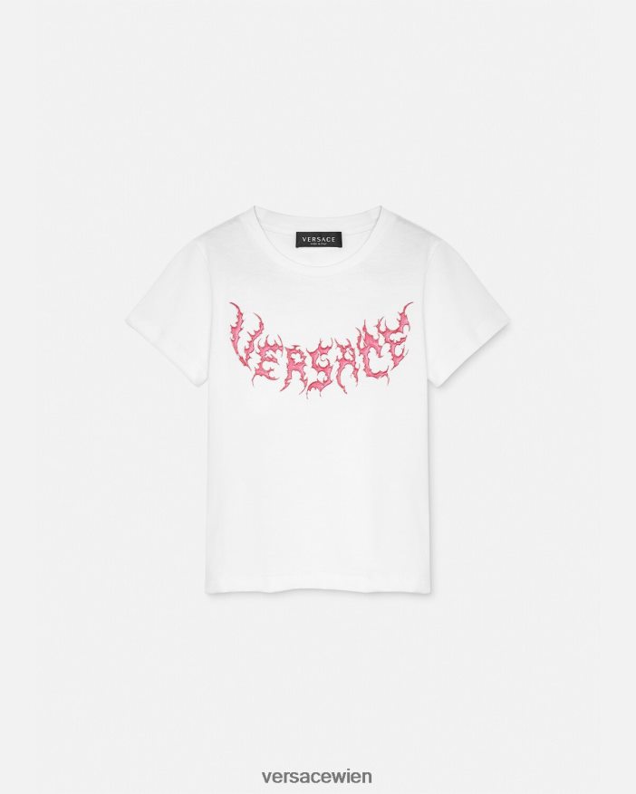 Weiß Logo-T-Shirt Versace Kinder Kleidung 8N4XJD2004