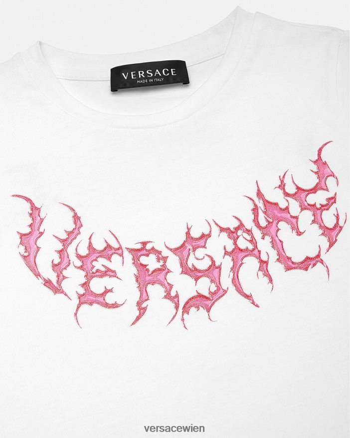 Weiß Logo-T-Shirt Versace Kinder Kleidung 8N4XJD2004