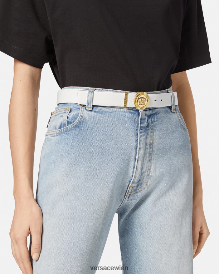 Weiß Medusa Biggie-Ledergürtel Versace Frauen Zubehör 8N4XJD532