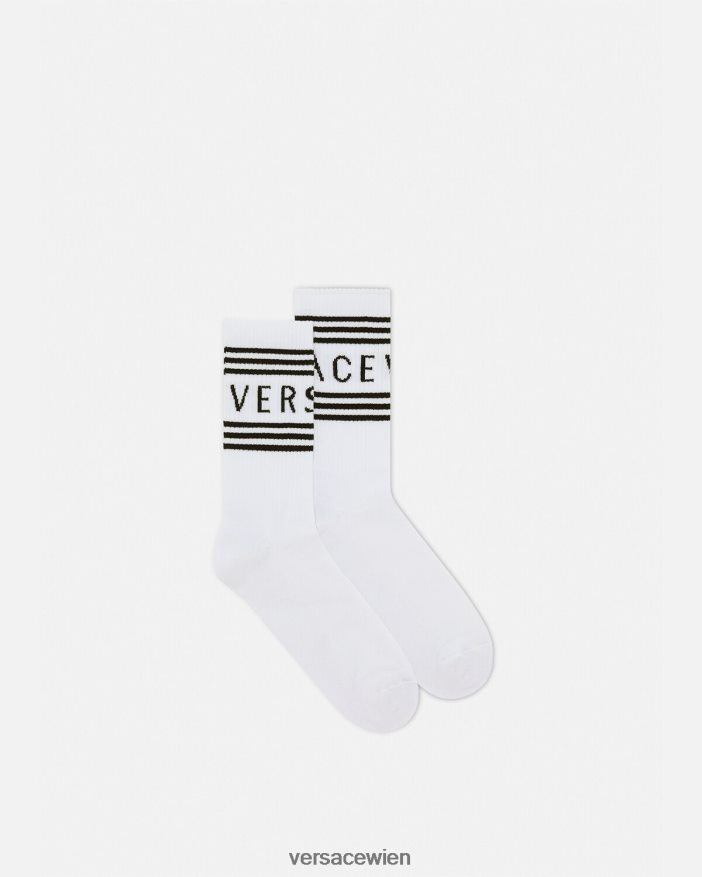Weiß Socken mit 90er-Jahre-Vintage-Logo Versace Frauen Unterwäsche und Strandbekleidung 8N4XJD1101