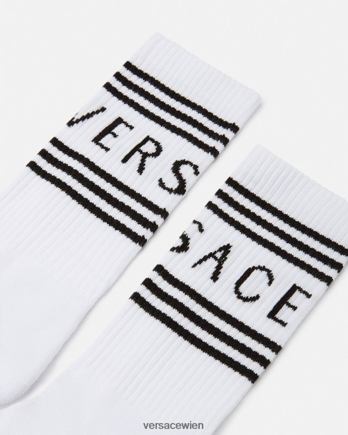 Weiß Socken mit 90er-Jahre-Vintage-Logo Versace Frauen Unterwäsche und Strandbekleidung 8N4XJD1101