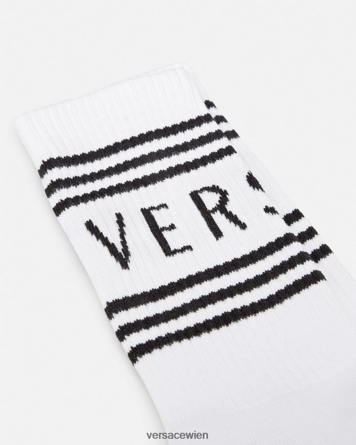 Weiß Socken mit Vintage-Logo Versace Frauen Unterwäsche und Strandbekleidung 8N4XJD1100