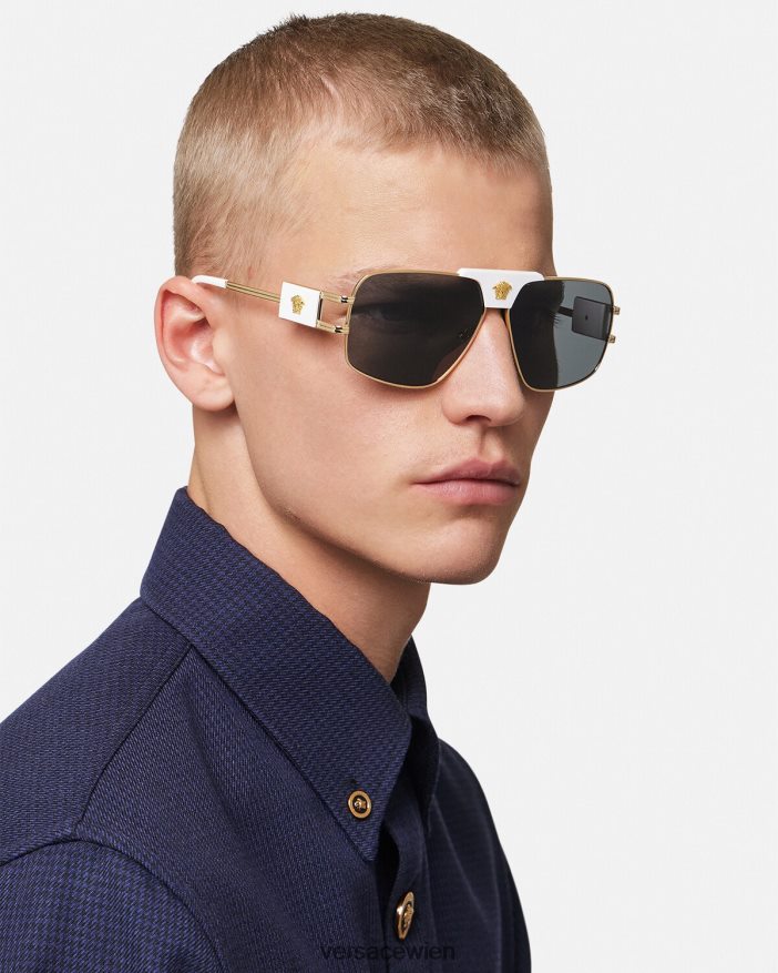Weiß Sonderprojekt Pilotensonnenbrille Versace Männer Zubehör 8N4XJD1682