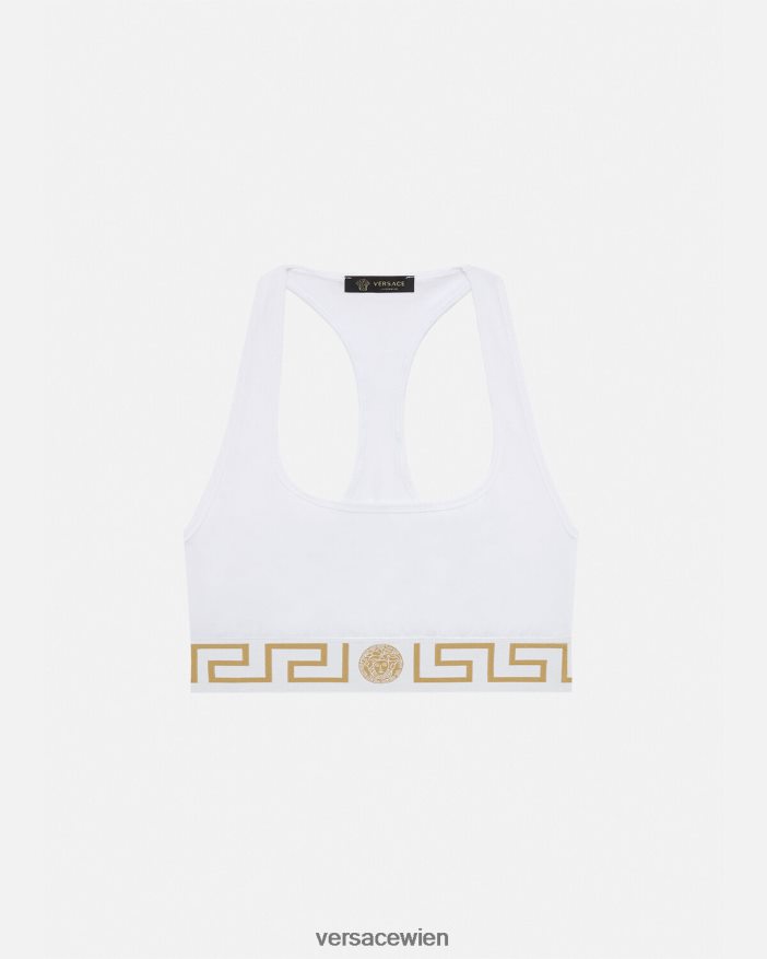 Weiß Sport-BH mit Greca-Bordüre Versace Frauen Unterwäsche und Strandbekleidung 8N4XJD1038