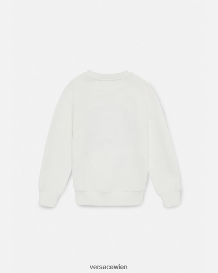 Weiß Sweatshirt mit Kristallmedusa Versace Kinder Kleidung 8N4XJD1963