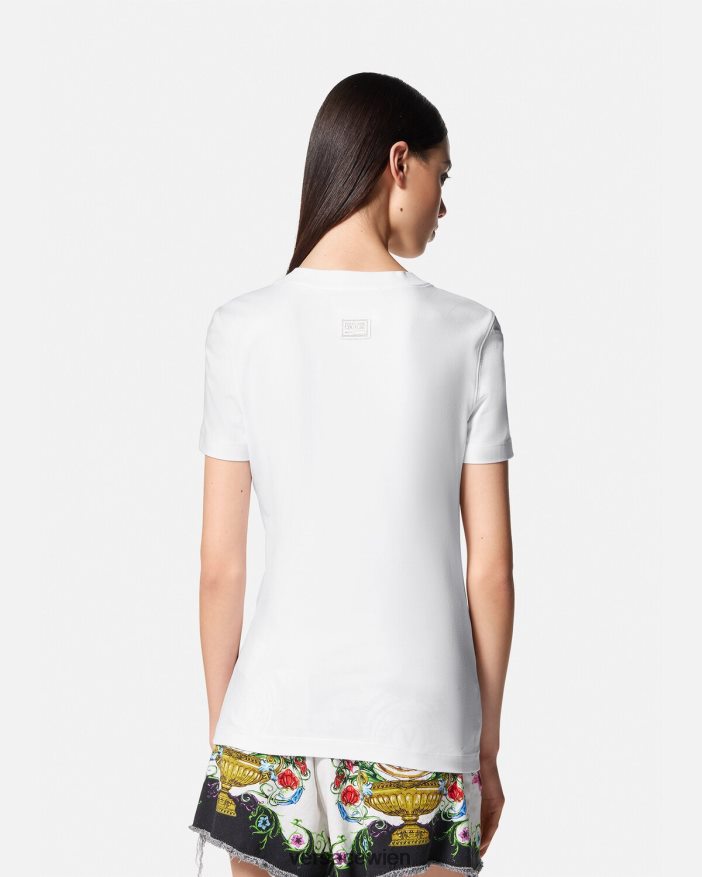 Weiß T-Shirt mit Anhängern Versace Frauen Kleidung 8N4XJD2220