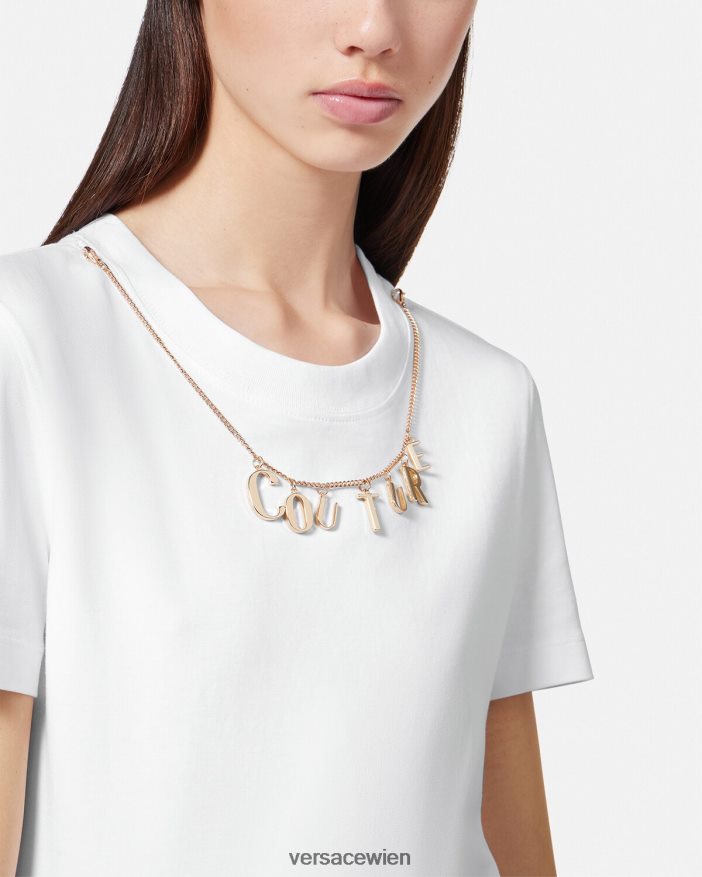 Weiß T-Shirt mit Anhängern Versace Frauen Kleidung 8N4XJD2220