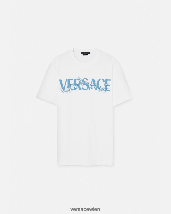 Weiß T-Shirt mit Barocco-Silhouette-Logo Versace Männer Kleidung 8N4XJD1366