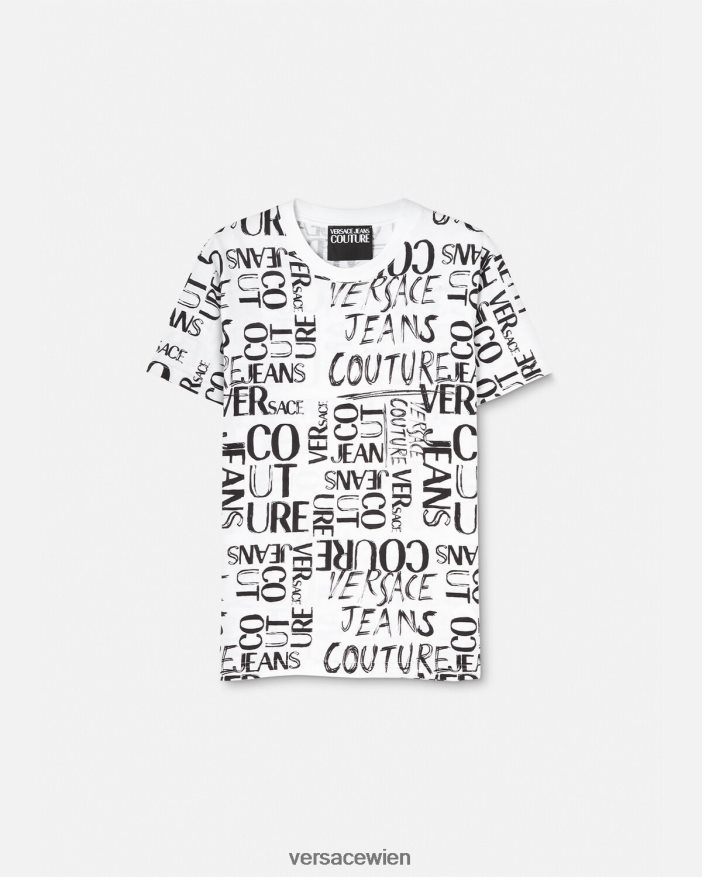Weiß T-Shirt mit Doodle-Logo Versace Männer Kleidung 8N4XJD2369
