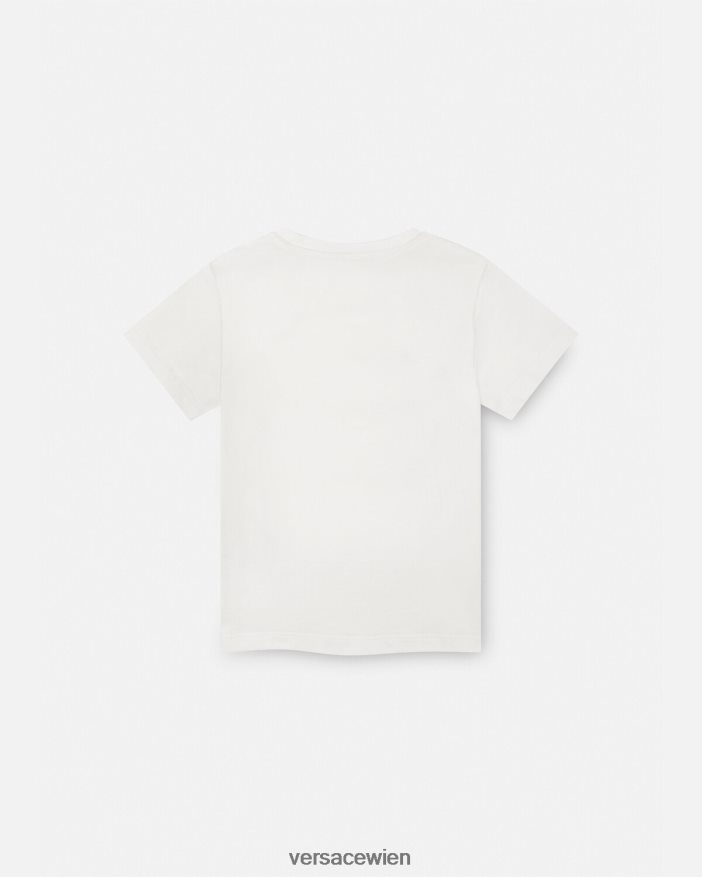 Weiß T-Shirt mit Kristallmedusa Versace Kinder Kleidung 8N4XJD1964