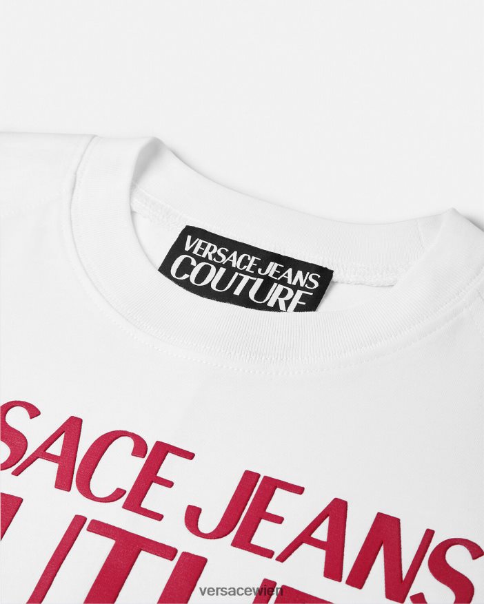 Weiß T-Shirt mit Logo-Body Versace Frauen Kleidung 8N4XJD2162