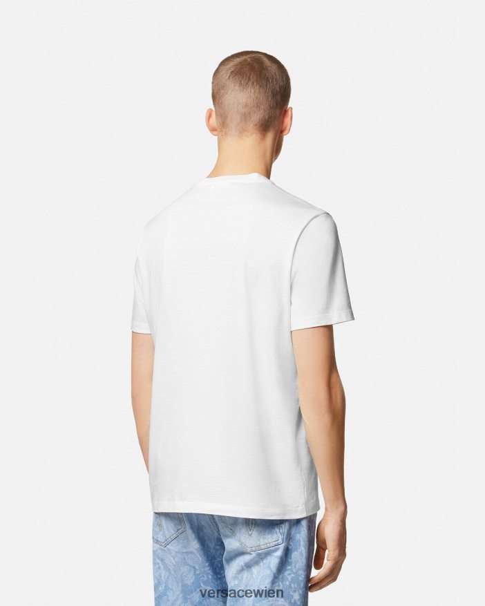 Weiß T-Shirt mit Muschel-Barock-Logo Versace Männer Kleidung 8N4XJD1360