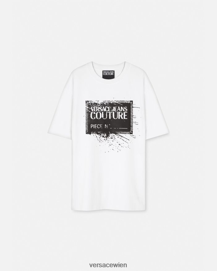 Weiß T-Shirt mit Stücknummern-Logo Versace Männer Kleidung 8N4XJD2392