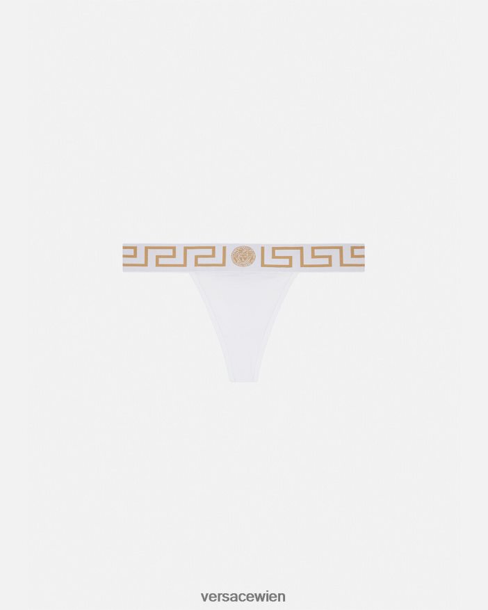 Weiß Tanga mit Greca-Bordüre Versace Frauen Unterwäsche und Strandbekleidung 8N4XJD1049