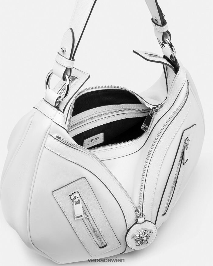 Weiß Wiederholen Sie die Hobo-Tasche Versace Frauen Taschen 8N4XJD286