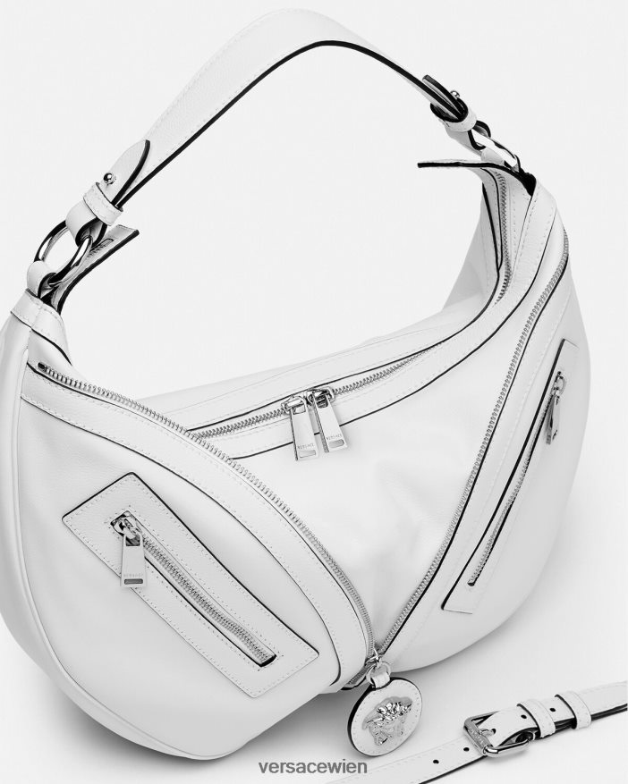 Weiß Wiederholen Sie die Hobo-Tasche Versace Frauen Taschen 8N4XJD286