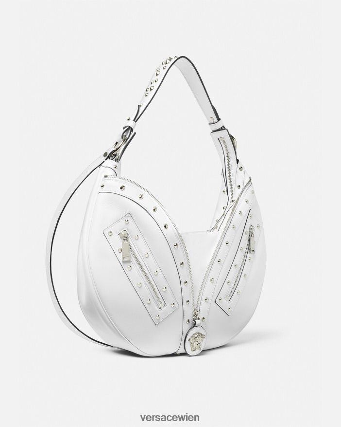 Weiß Wiederholen Sie die Hobo-Tasche Versace Frauen Taschen 8N4XJD290