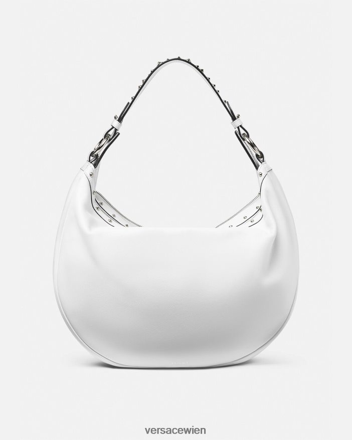 Weiß Wiederholen Sie die Hobo-Tasche Versace Frauen Taschen 8N4XJD290