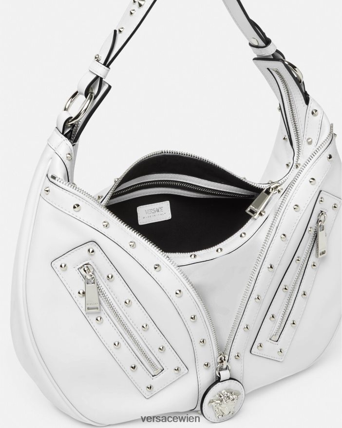 Weiß Wiederholen Sie die Hobo-Tasche Versace Frauen Taschen 8N4XJD290