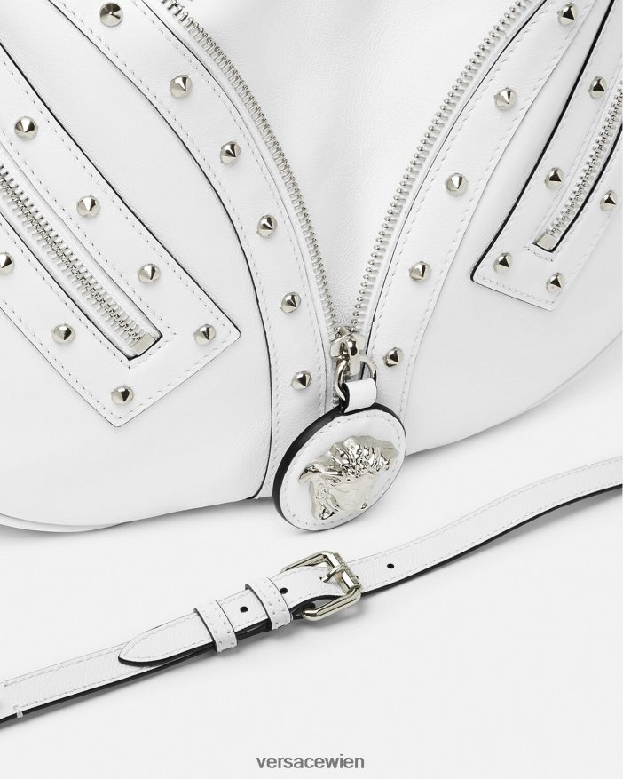 Weiß Wiederholen Sie die Hobo-Tasche Versace Frauen Taschen 8N4XJD290