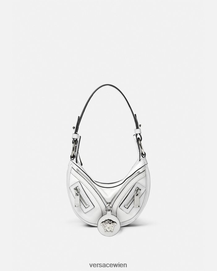 Weiß Wiederholen Sie die Mini-Hobo-Tasche Versace Frauen Taschen 8N4XJD288