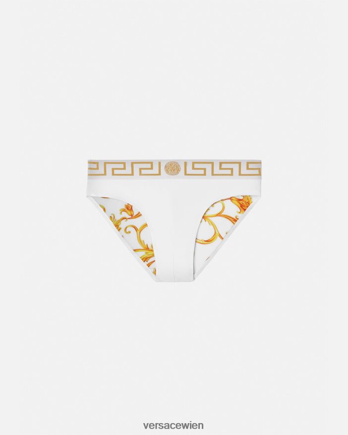 Weißes Gold Badeshorts mit Greca-Bordüre Versace Männer Unterwäsche und Strandbekleidung 8N4XJD1797