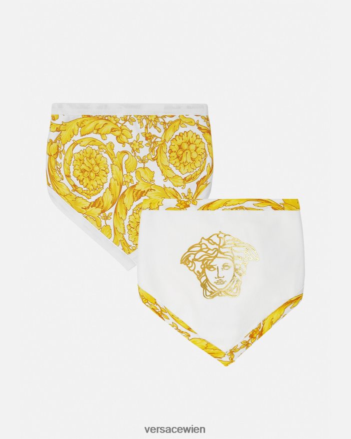 Weißes Gold Barocco Babylätzchen 2er-Pack Versace Kinder Zubehör 8N4XJD1845