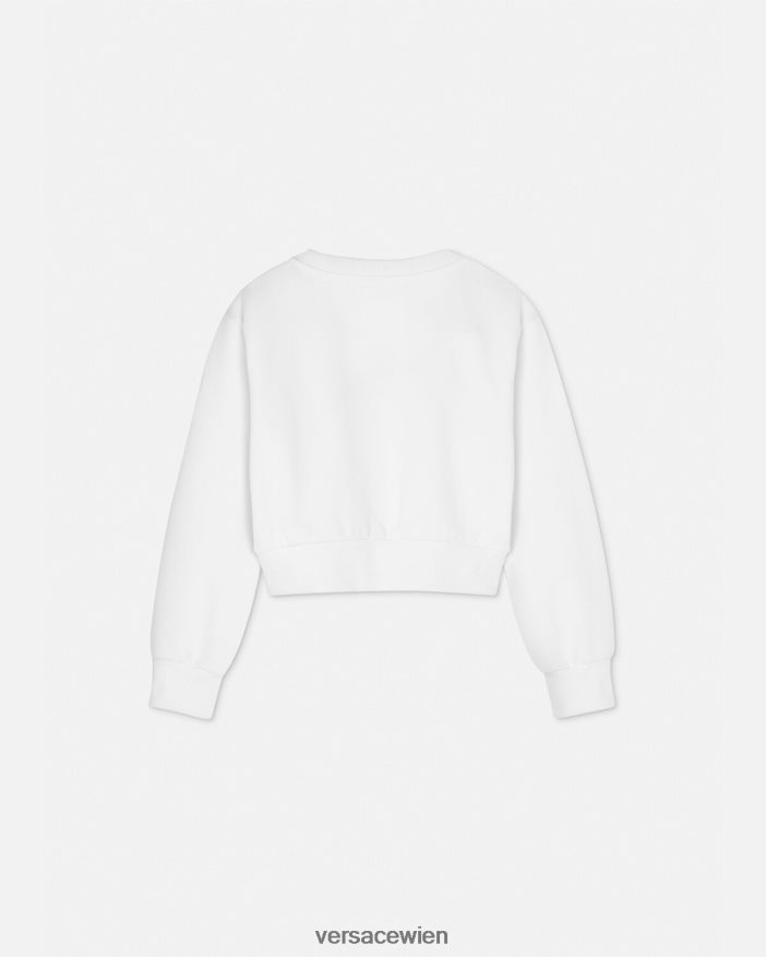 Weißes Gold Crop-Sweatshirt mit Logo Versace Kinder Kleidung 8N4XJD1935