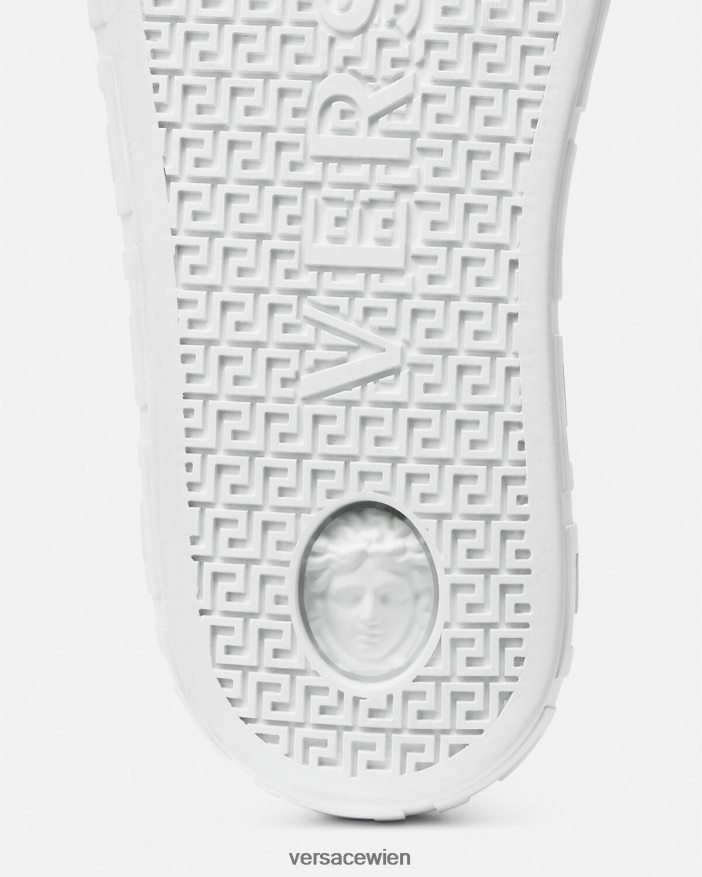 Weißes Gold Greca-Sneaker mit Logo Versace Männer Schuh 8N4XJD1549