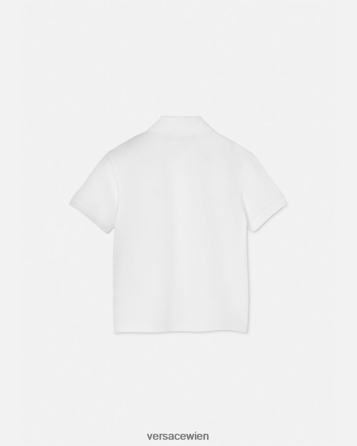 Weißes Gold Logo-Poloshirt Versace Kinder Kleidung 8N4XJD2082