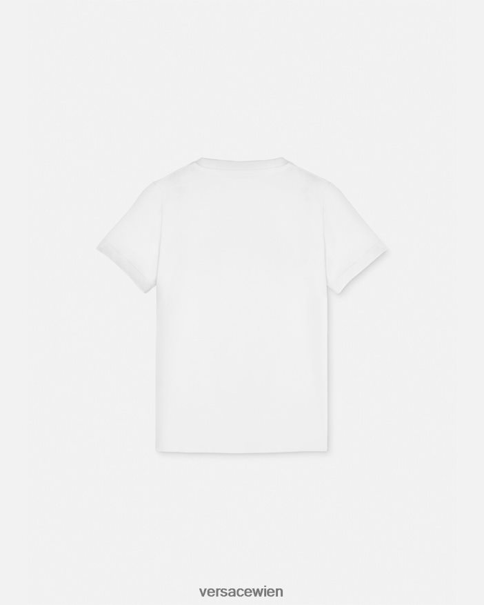 Weißes Gold Logo-T-Shirt Versace Kinder Kleidung 8N4XJD1933