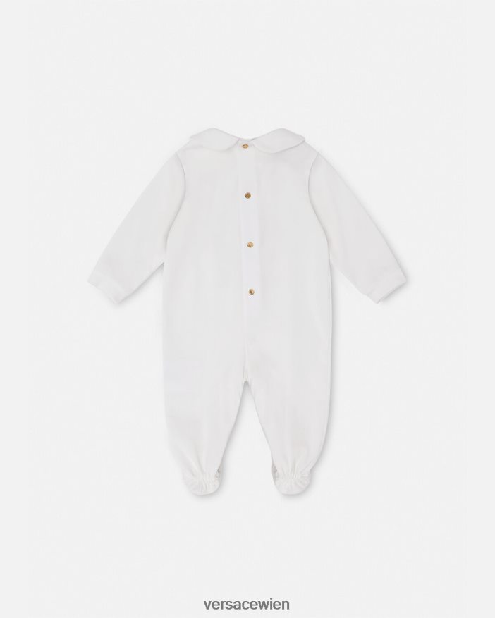 Weißes Gold Medusa-Baby-Schlafanzug Versace Kinder Kleidung 8N4XJD1823
