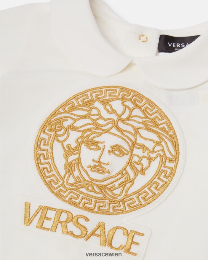 Weißes Gold Medusa-Baby-Schlafanzug Versace Kinder Kleidung 8N4XJD1824