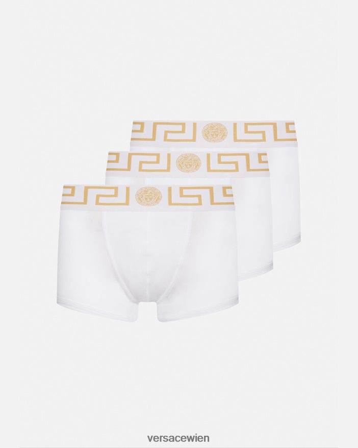 Weißes Gold Unterhosen mit Greca-Bordüre im 3er-Pack Versace Männer Unterwäsche und Strandbekleidung 8N4XJD1749