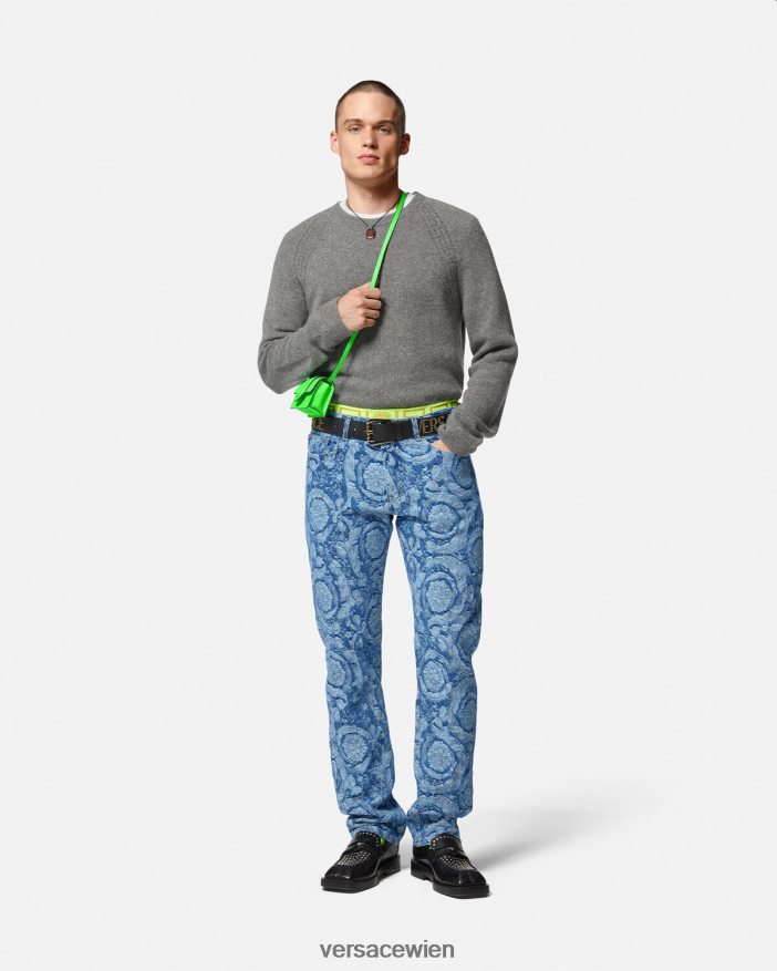 blau  bedruckt Jeans mit Barocco-Silhouette Versace Männer Kleidung 8N4XJD1448