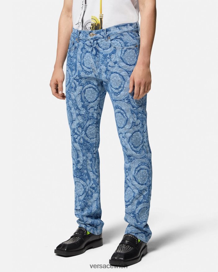 blau  bedruckt Jeans mit Barocco-Silhouette Versace Männer Kleidung 8N4XJD1448