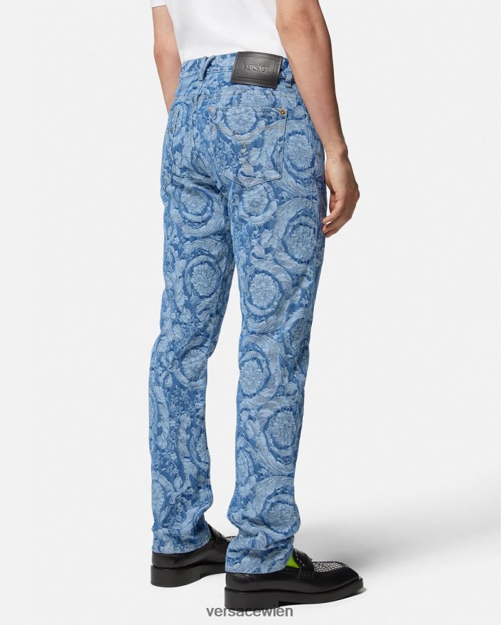 blau  bedruckt Jeans mit Barocco-Silhouette Versace Männer Kleidung 8N4XJD1448