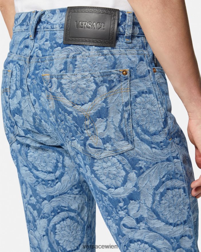 blau  bedruckt Jeans mit Barocco-Silhouette Versace Männer Kleidung 8N4XJD1448