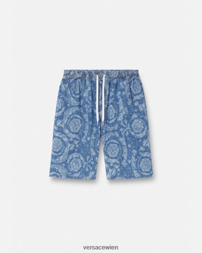 blau  bedruckt Jeansshorts mit Barocco-Silhouette Versace Männer Kleidung 8N4XJD1449