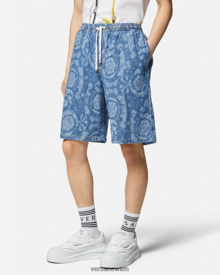 blau  bedruckt Jeansshorts mit Barocco-Silhouette Versace Männer Kleidung 8N4XJD1449